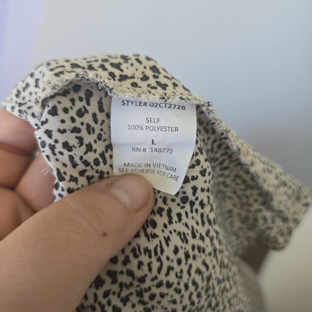 Sienna Sky | Large | Tie Front V-Neck Animal Print Blouse - Picture 9 of 9